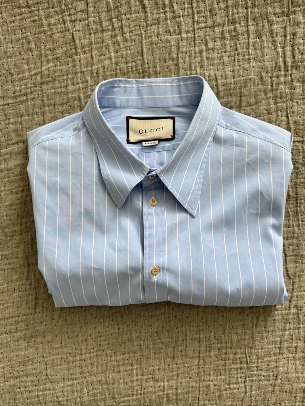 Gucci Blue Stripe Long Sleeve Collared Button Up Dress Shirt | Made in Italy